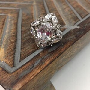 Oversized Sparkly Rhinestone Ring Large Center Oval Stone
